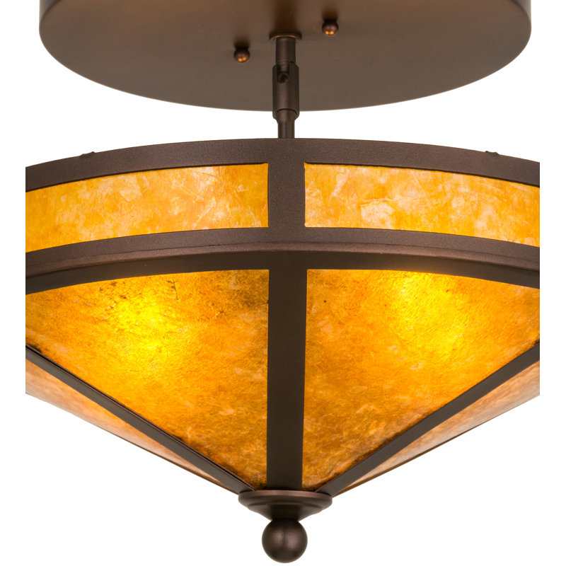 Plafonnier semi-encastré 2 lumières unique Yearby, H 15 po x l 16 po x P 16 po, Bronze acajou