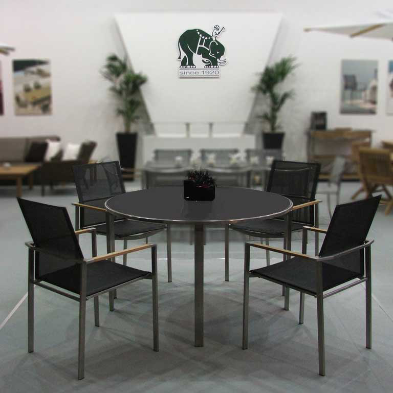Mercury Dining Outdoor Round Dining Table, Charcoal