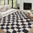 Abstract Checkered Machine Washable Rug for Living Room Geometric Non-Slip Rug for Bedroom Dining Room Office Nursery Playroom Teen Dorm-102500134
