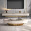 Oval coffee table with superior sense rock plate