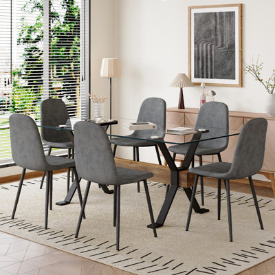 7-Piece Glass Top Dining Table Sets