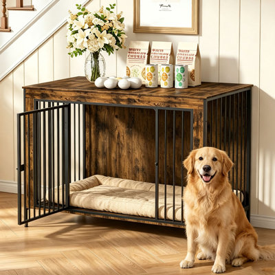 Large Furniture Style Pet Crate With Divider