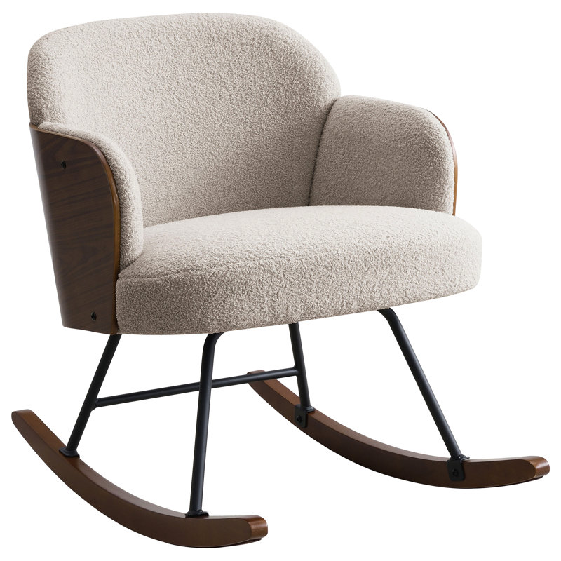 Chaise berçante rembourrée Muthu Boucle, Beige
