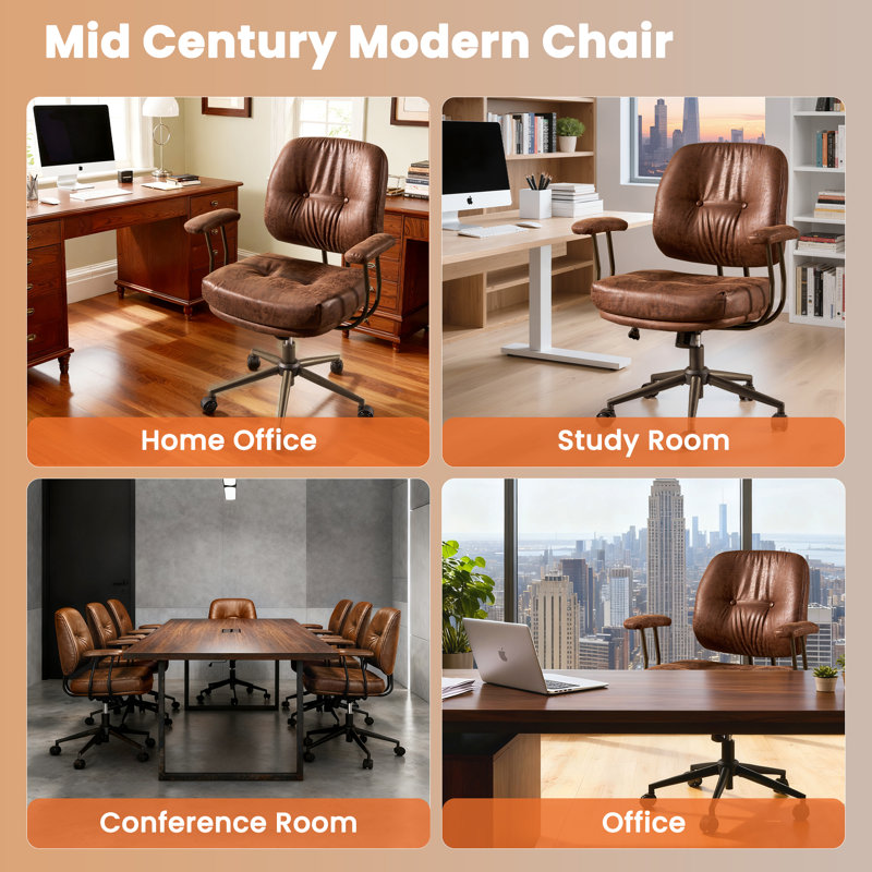 Fauteuil de direction ergonomique à hauteur réglable et inclinable, Marron foncé