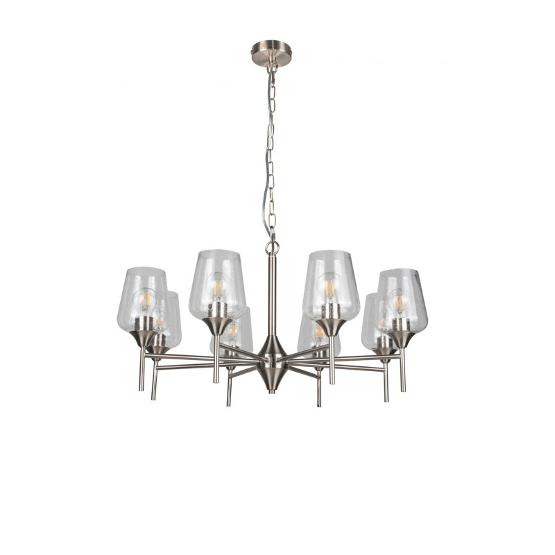 Atifah 3 - Light Shaded Chandelier, 38cm H x 80cm W, Satin/Chrome, 8