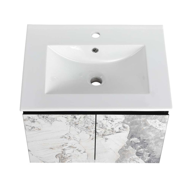 Meuble-lavabo simple 24 po avec plateau en céramique Poteau