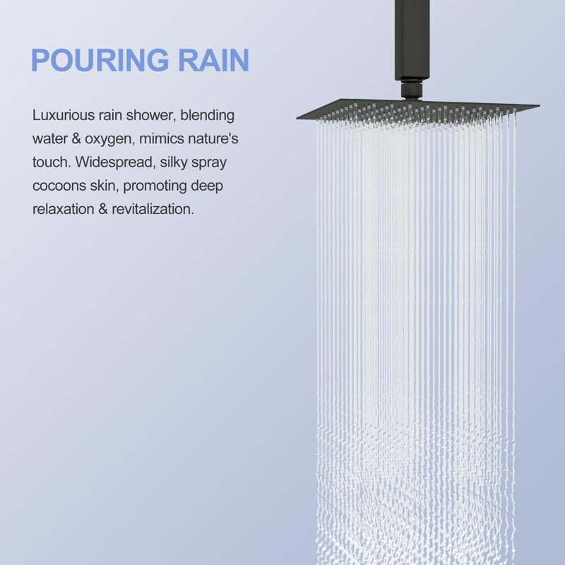 8-Inch Square Ceiling Shower Head, Matte Black