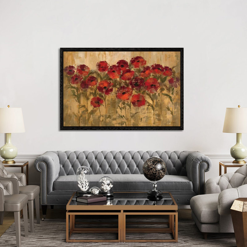 Sunshine Florals by Silvia Vassileva - Wrapped Canvas Painting, 66.04 cm H x 45.72 cm W, Black Floater Framed