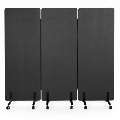 Paravent 3 panneaux insonorisé, séparateur de bureau acoustique portable | Acoustique insonorisée, roulettes lisses, grand 66 po x 72 po, cloison murale portative, cloisons de bureau pour l'insonorisation