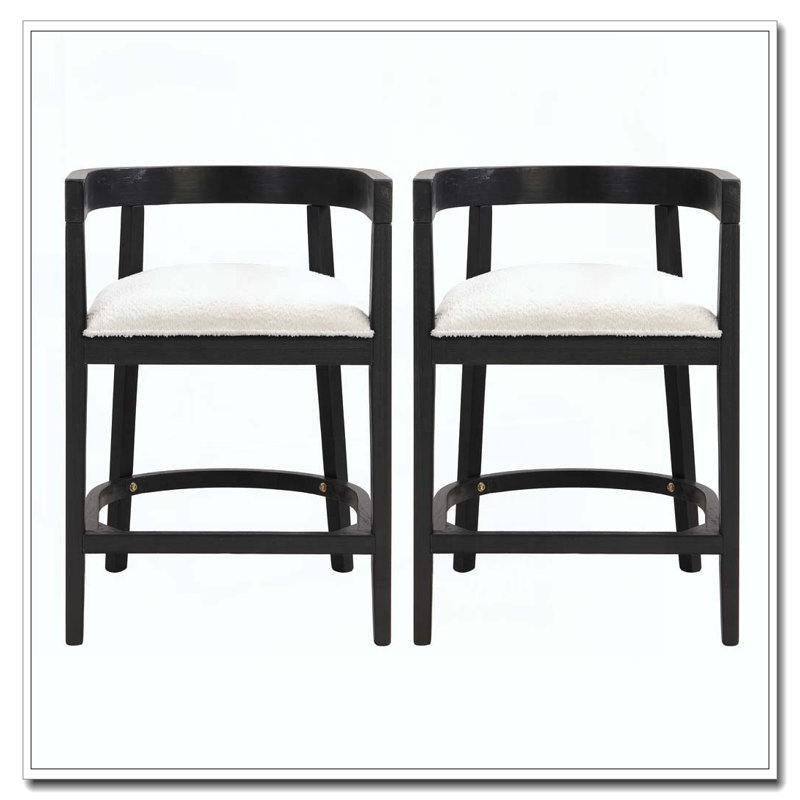 Tabouret de comptoir en bois d'hévéa, Noir