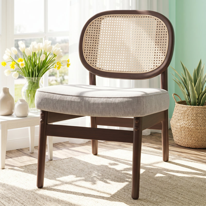 Fauteuil d'appoint en bois d'hévéa rembourré de velours l 25,2 po x P 21,7 po x H 31 po Farini, Grey