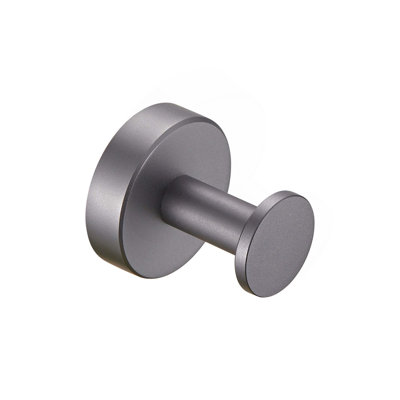 Round Base Wall Hanging Coat Hook With Screws- Gun Grey Towel Hook,2 Pack,For Entry Shoe Cabinet,Wardrobe Bathroom Bedroom Furniture Hardware