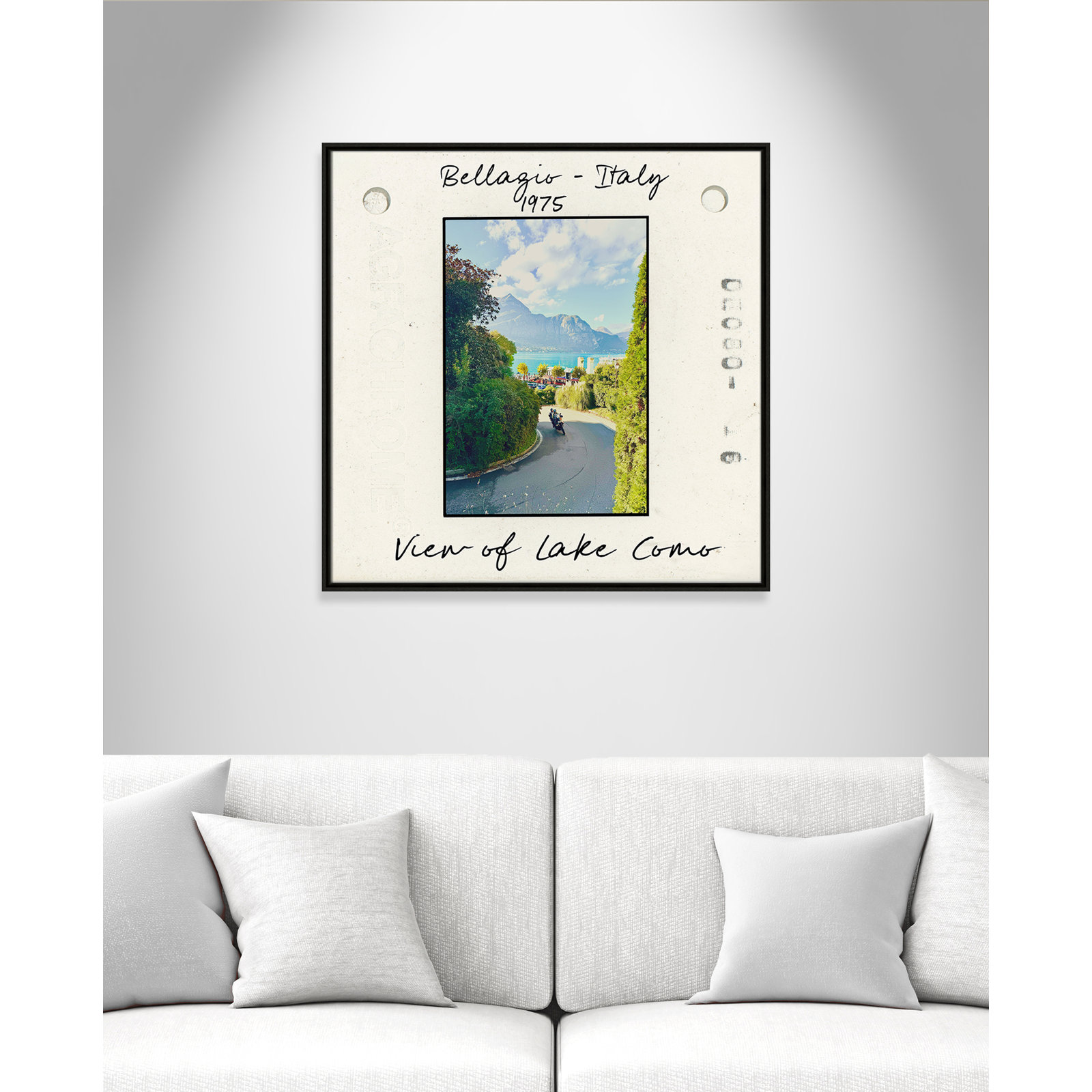 Travel Slide Collection "Bellagio, Italy - Lake Como" Print, Espresso Floater Framed Canvas, 31.5" H x 31.5" W x 2" D