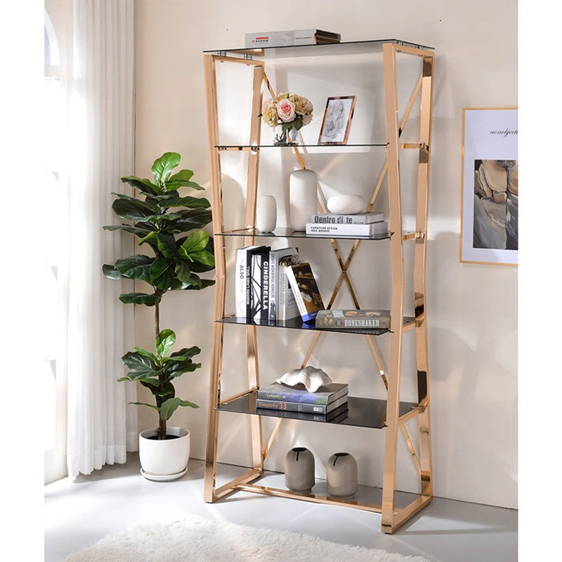 Bibliothèque en acier Xander H 69,88 ", Doré
