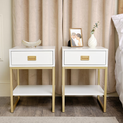 40cm W Solid + Manufactured Wood Bedside Table
