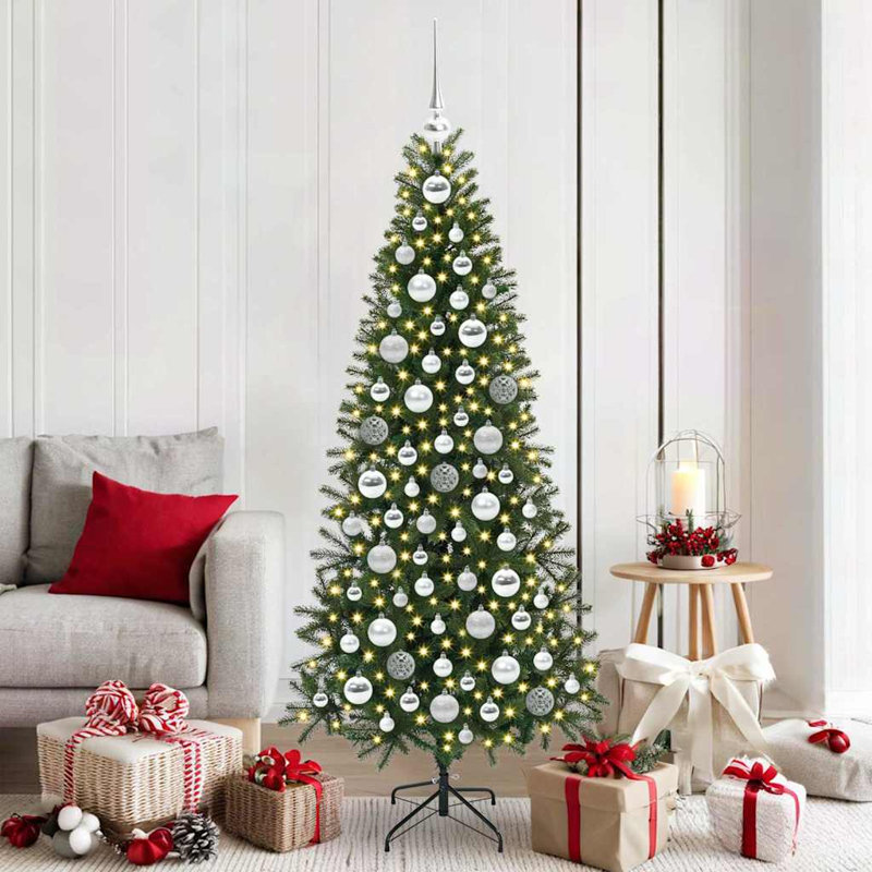 Christmas Bauble Set with 300 LEDs 120 pcs Plastic, Silver