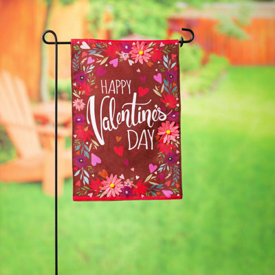 Drapeau de jardin en polyester 18 x 13 po Hearts and Flowers