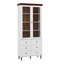 Grand garde-manger avec tablettes réglables - Armoire blanche avec portes vitrées hexagonales et placard de rangement pour salon
