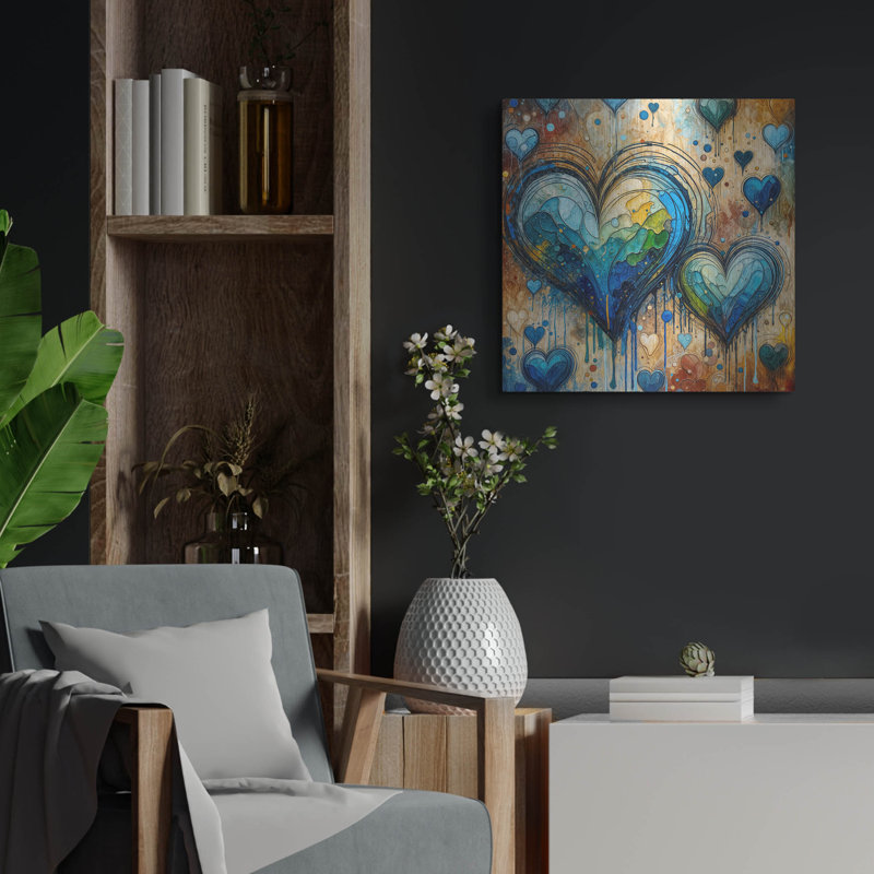  «Painted Hearts» par Rey Klimt, art mural en métal, 24 po x 24 po, H 24 po x l 24 po