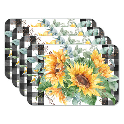 Merkel Sunflower Fields 4 Piece Reversible Placemats