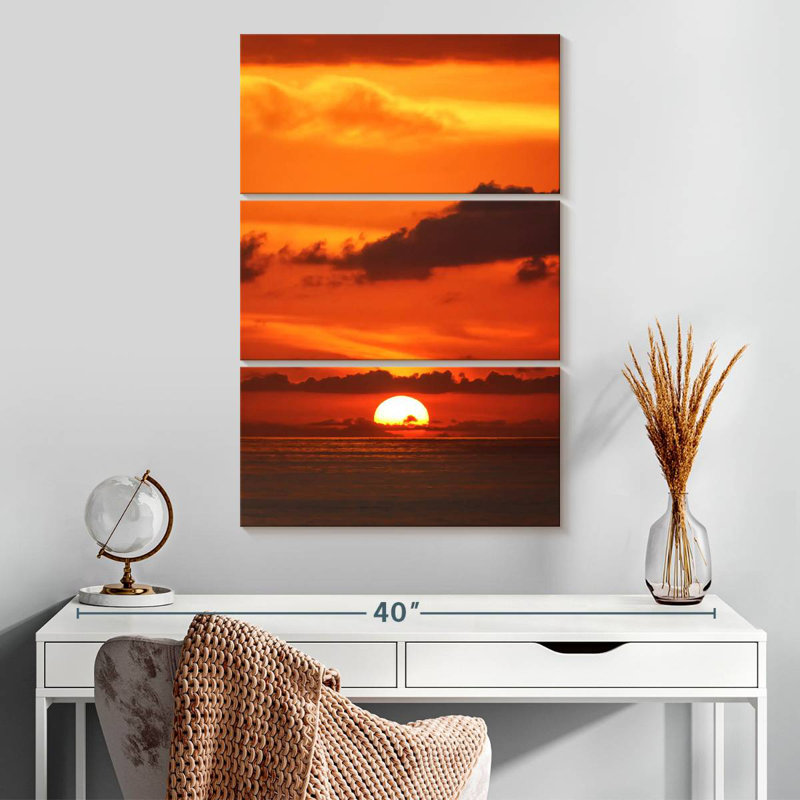 Coucher de soleil bleu océan Gillard, H 32 po x l 20 po