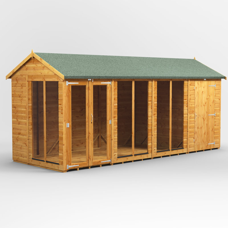 Powersheds 16 x 6ft Timber Tongue & Groove Apex Summerhouse Combi (includes 4ft Side Store)