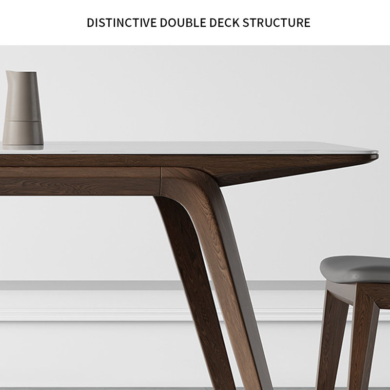 Nordic Rectangular Rock-Plate Dining Table Chair 6 - Person Four Leg Dining Set, 29.5"H x 55.1"L x 31.4"W