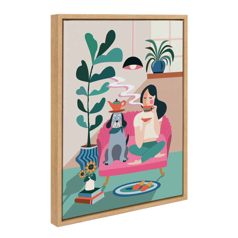 «Mid Century Modern Tea Time» par Rachel Lee 3 Birdies Studio, reproduction d'art sur toile encadrée
