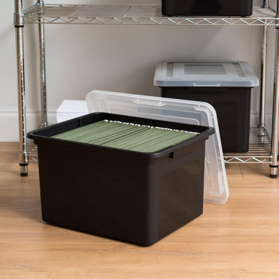 File Box Plastic File Organizer for Letter/Legal File, Document Box, Storage Bin Tote Organizer