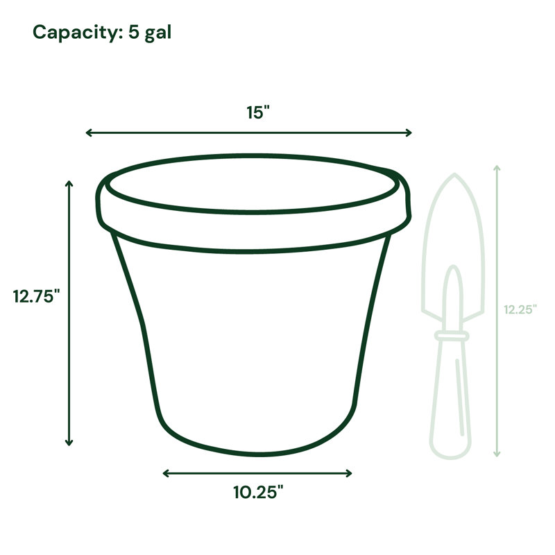 Pot à fleur intérieur / extérieur en plastique Terra, Terre cuite, H 12,75 po x l 15 po x P 15 po
