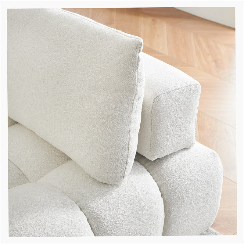 Grand canapé rembourré, Beige, 3, H 29,5 po x l 90 po x P 40,2 po