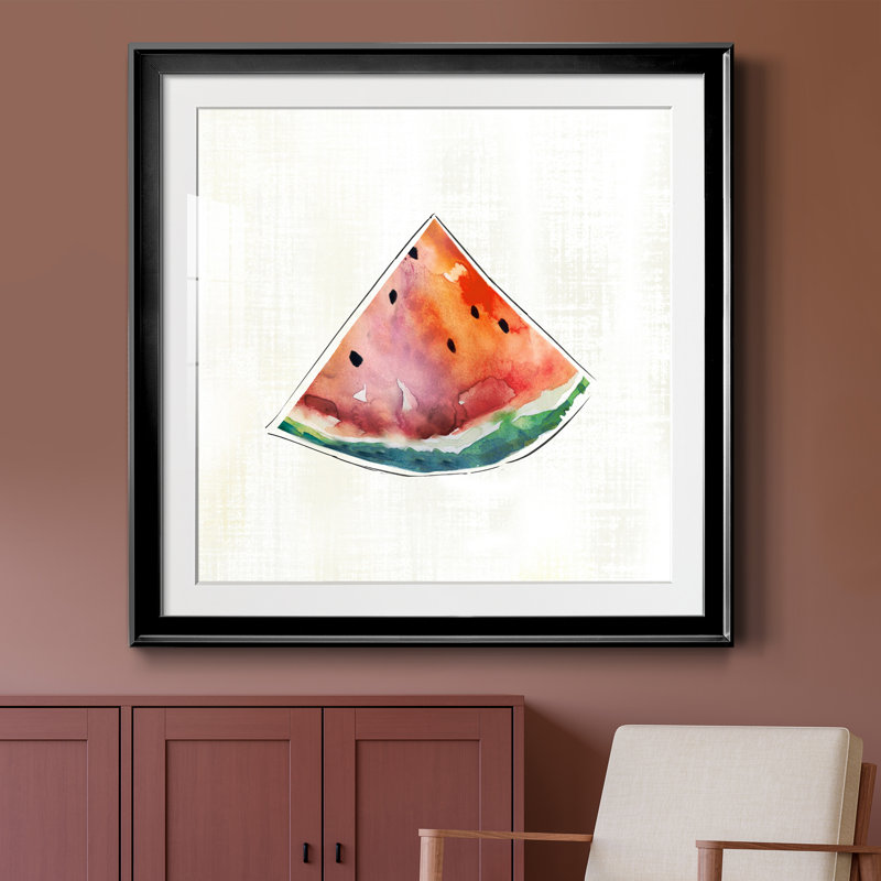 Happy Melon - peinture encadrée, Cadre noir, H 26,5 po x l 26,5 po x P 1,5 po