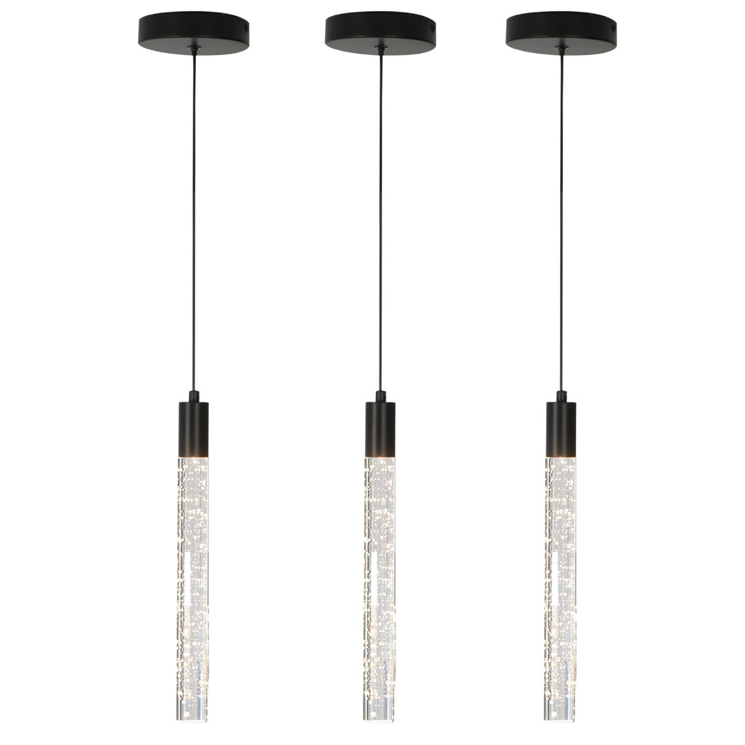 Solem 1-Light Modern Pendant Kitchen Island Crystal LED Light Cylinder Style (Set of 3) Wrought Studio™ 