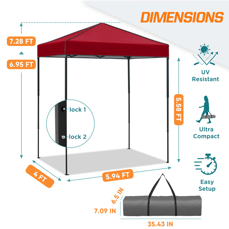6x4 Canopy Tent, Heavy Duty Pop up Canopy with Carry Bag, Burgundy