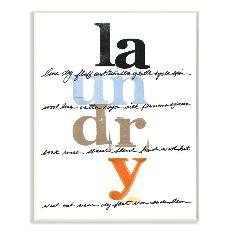 «White with Colors Laundry Instructions», reproduction d'art textuel sur toile, H 15 po x l 10 po, Plaque murale