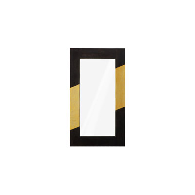 Scorched Mirror Rectangle Black And Gold Leaf