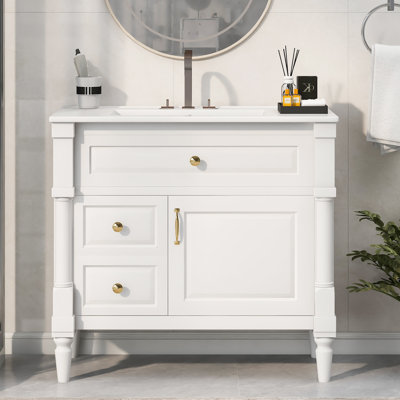 Alma 36" Bathroom Vanity With Sink, Freestanding Bathroom Cabinet With Basin