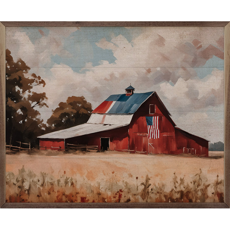 Champ de drapeau de grange rouge, H 8 po x l 10 po