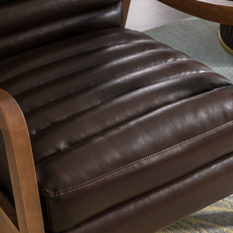 Fauteuil inclinable par pression en simili-cuir de 26,4 po Ilaan, Brun