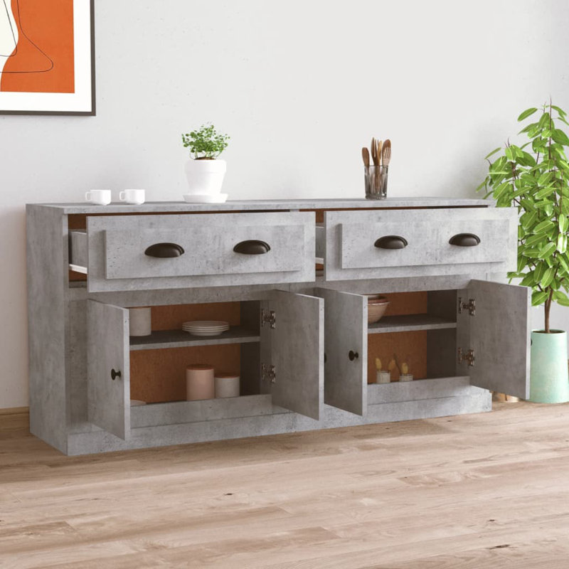 Buffet vidaXL gris moyen en bois d'ingénierie, Concrete grey