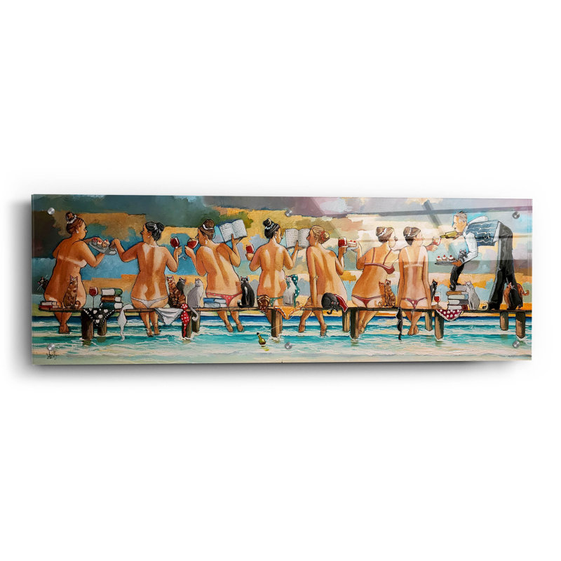  «Vin, livres et chats» par Ronald West, art mural en verre acrylique, 36 po x 12 po, H 12 po x l 36 po