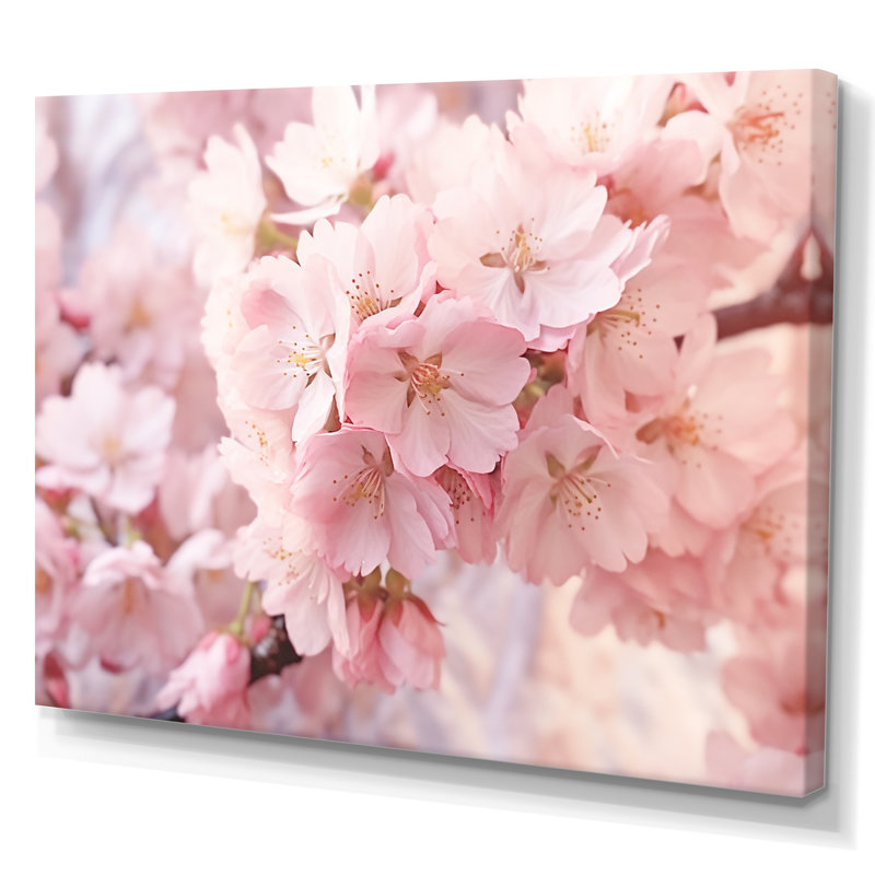 Fleurs de cerisier roses minimalistes III sur toile, H 34 po x l 44 po x P 1,5 po, Toile tendue
