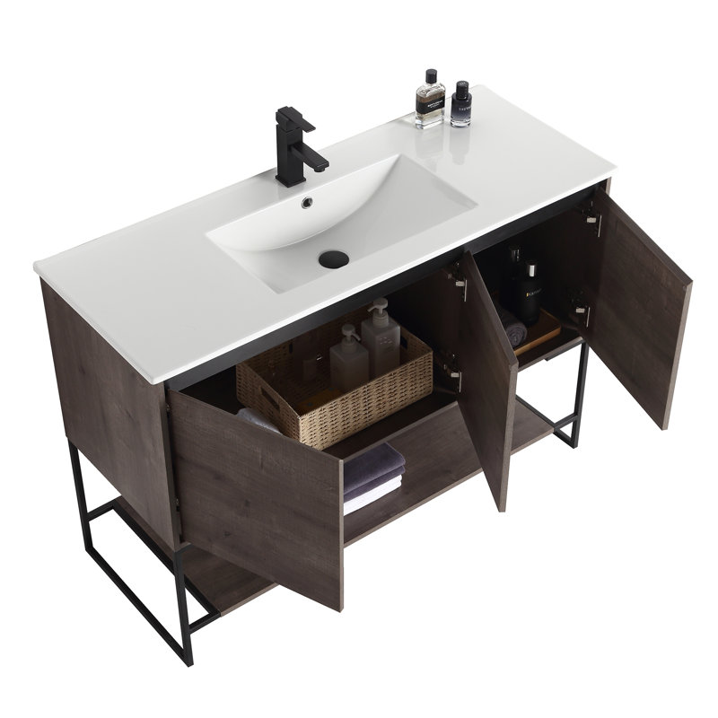 Ensemble de meuble-lavabo simple 48 po Carliana, gris