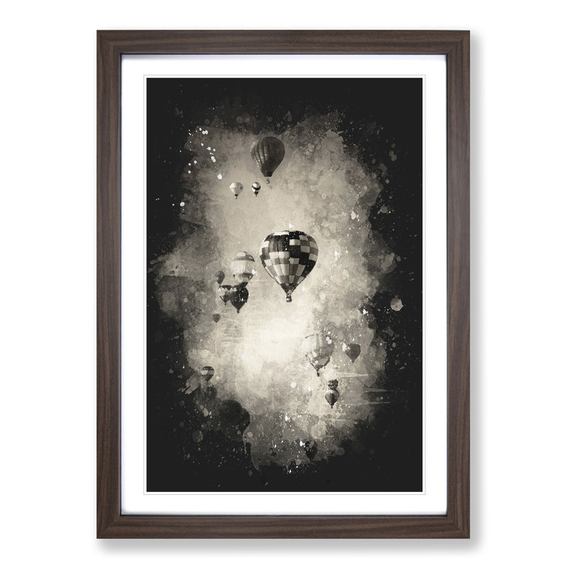 Taking a Hot Air Balloon Ride - Framed Print, 33cm H x 24cm W x 2cm D, Walnut Framed