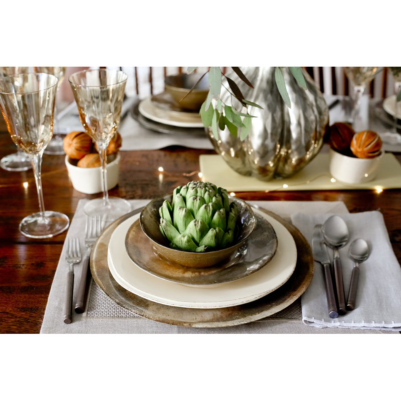 Lastra Handmade Italian Stoneware Dinner Plate, Linen
