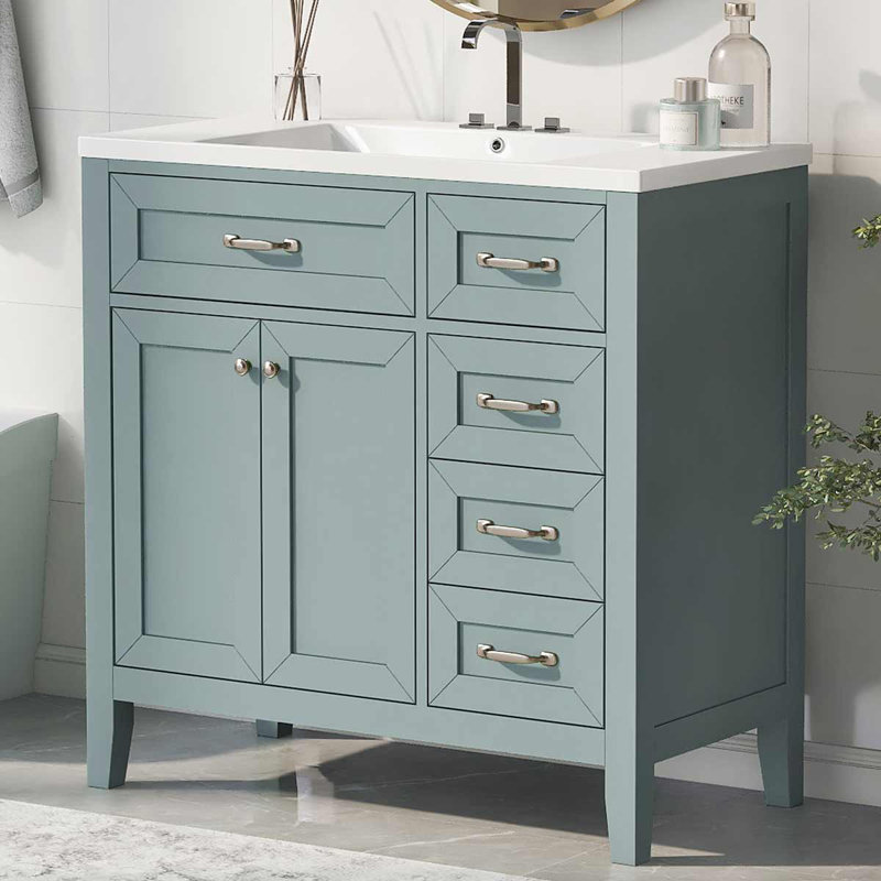 Joannes 35.98'' Single Bathroom Vanity with Top, Green