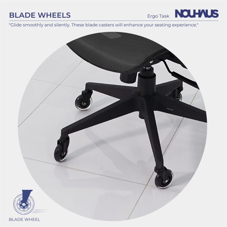 NOUHAUS ErgoTask - Ergonomic Task Office Chair with Headrest Gloss Black