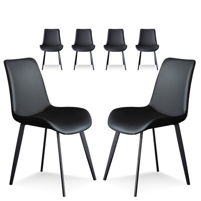 Chaises de salle à manger en similicuir pour la salle à manger de cuisine, chaise moderne confortable Mid-Century avec pieds en métal, chaise d'appoint rembourrée pour le salon