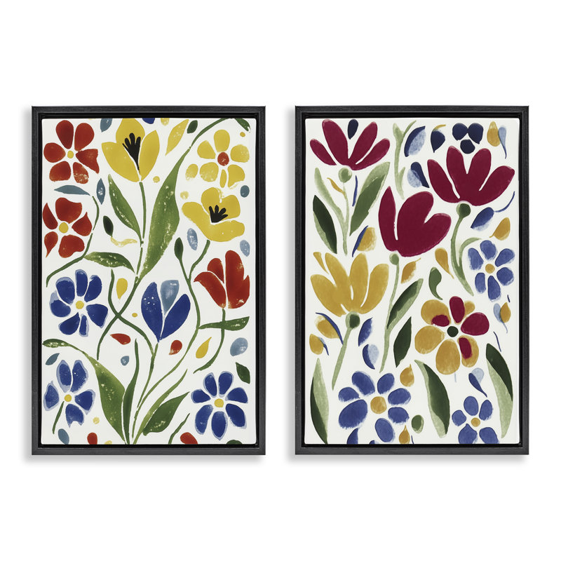 Ensemble de 2 cadres flottants scandinaves Wild Flowers, design par Annabelle Hall, H 25 po x l 17 po