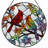12"H Cardinal Birds Stained Glass Window Panel-721537233